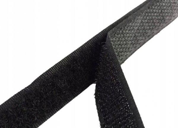 Klettverschluss Klettband Haken und Flauschband zum Aufnähen Nähen Schwarz - 1m 20mm 