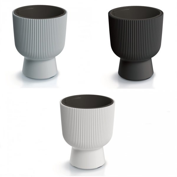 Blumentopf Blumenkübel Pflanzentopf Milly mit Einsatz Gerillt Rippen-Design -  DBMIG 300 grau