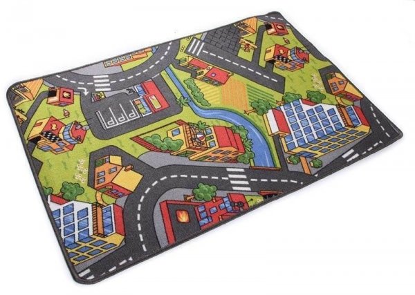 Kinderteppich Spielteppich Straßenteppich Stadt Junge Auto - 80 x 120 cm