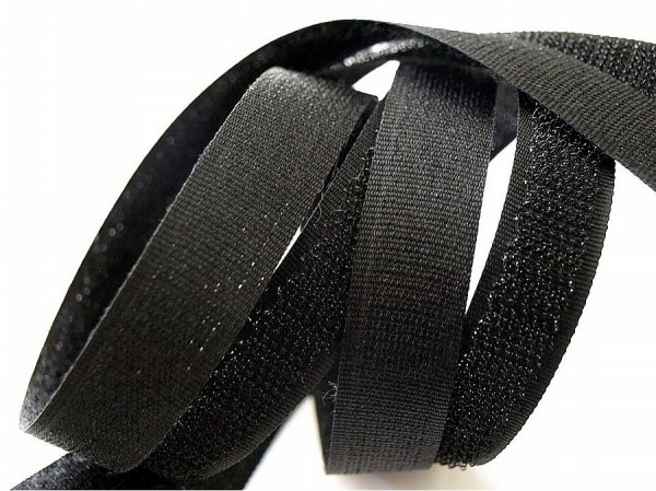 Klettverschluss Klettband Haken und Flauschband zum Aufnähen Nähen Schwarz  - 25m 40mm