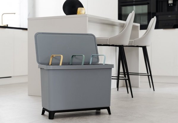 Mülleimer Abfalleimer Mülltrennsystem Müllsortierer - 3er Set - 3x 10L Grau