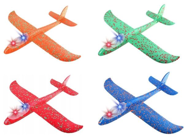 4x Styroporflugzeug Flugzeug Spielzeug LED Flieger Segelflugzeug Wurfgleiter