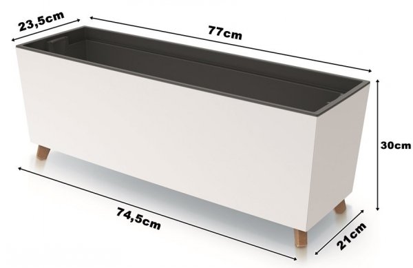 Blumenkasten Blumenkübel mit Füßen Pflanzkübel Case N Übertopf 77cm - Anthrazit
