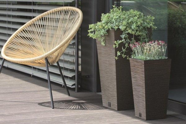 Blumentopf Blumenkübel ECO WOOD Pflanzentopf mit Einsatz Furu Eco 300 -  Weiß