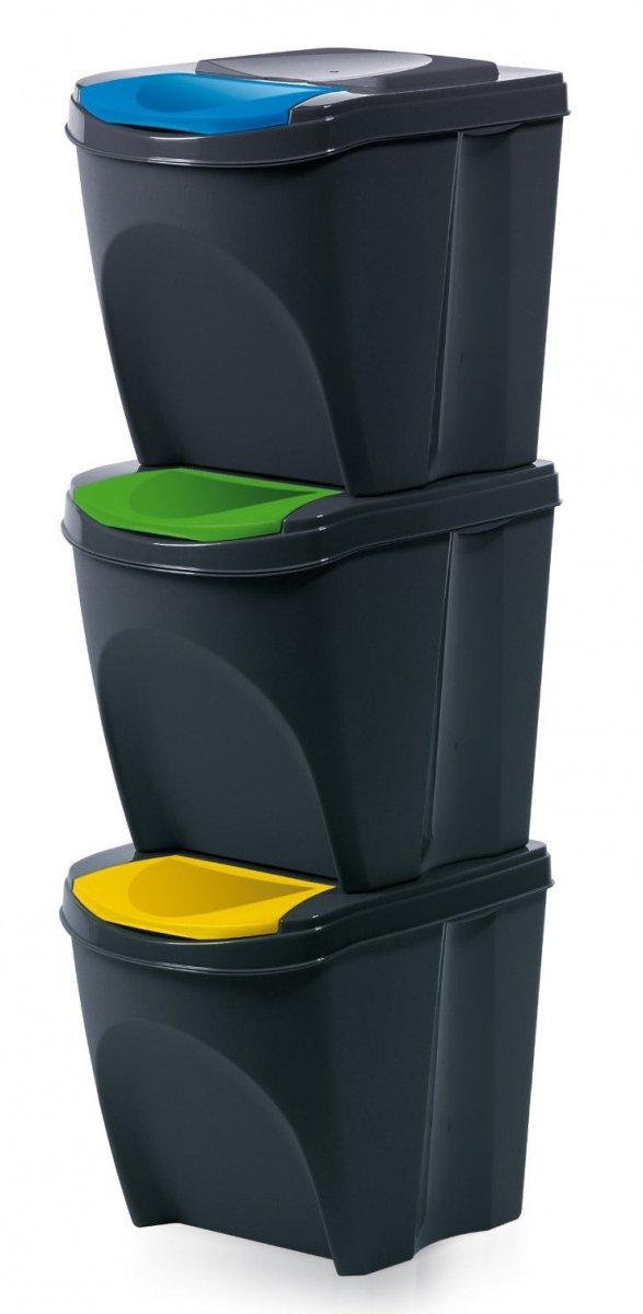 rgshop | Mülleimer Abfalleimer Mülltrennsystem 3x25L Box Anthrazit