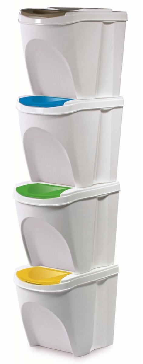 rgshop | Mülleimer Abfalleimer Mülltrennsystem 4x25L Box weiß