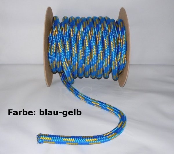 Polypropylen Seil PP schwimmfähig Polypropylenseil - blau-gelb,  24mm, 50m