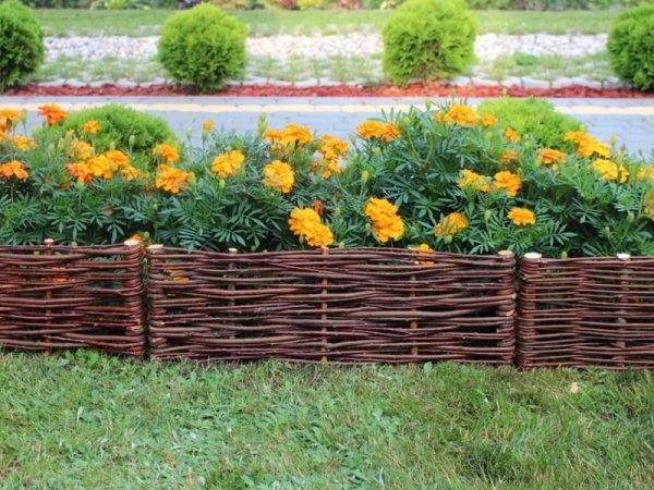 1x Weidenzaun Beeteinfassung Beetumrandung Rasenkante Palisade 100 x 20cm