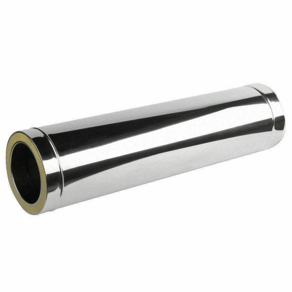 Edelstahl Ofenrohr 1000mm doppelwandig Rauchrohr isoliert - 120/180mm Ø