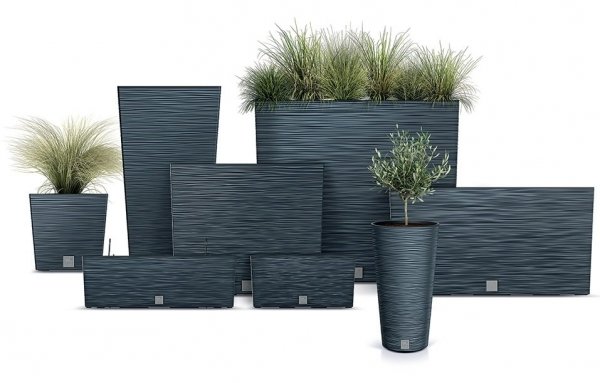 Blumenkasten Blumentopf Blumenkübel Pflanzkübel Furu Tower 77cm Tannennadeln - Grau