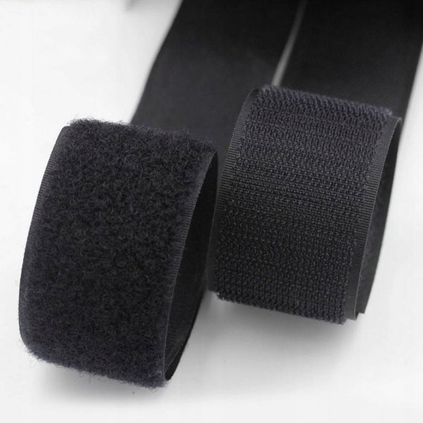 Klettverschluss Klettband Haken und Flauschband zum Aufnähen Nähen Schwarz - 1m 30mm