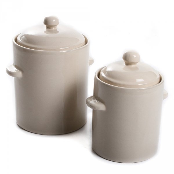 Gärtopf Sauerkrauttopf Keramikfass Einlegetopf Gurkentopf Creme 10L 