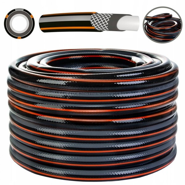 Gartenschlauch Wasserschlauch Carbon Plus 4 lagig  1&quot; - 50m schwarz