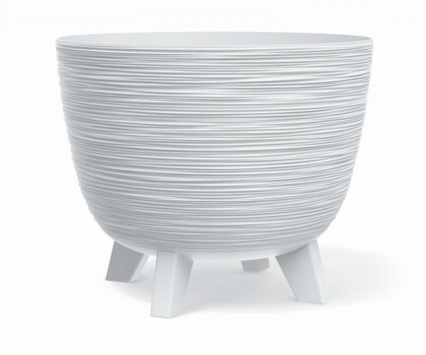 Blumentopf Pflanzschale Blumenkübel mit Füßen Pflanztopf Pflanzkübel Riffel - ⌀29cm Weiß