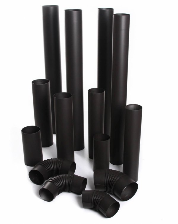 Bogen 45° FAL Rauchrohr Kaminrohr 0,6mm Schwarz feueraluminiert - 130mm