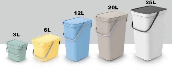 Mülleimer Müllbehälter Abfalleimer Biomülleimer Eimer Mülltonne Griff 25L - Aschgrau