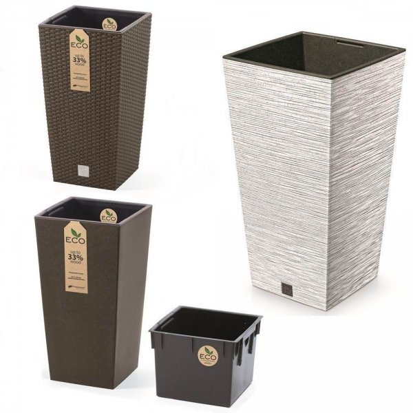 Blumentopf Blumenkübel ECO WOOD Pflanzentopf mit Einsatz Furu Eco 300 -  Weiß