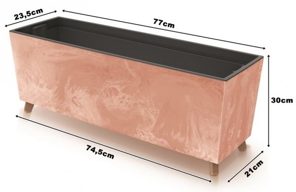 Blumenkasten Blumenkübel mit Füßen Pflanzkübel Beton Optik Übertopf 77cm - Anthrazit