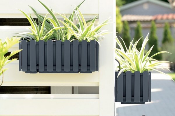 Blumenkasten Balkonkasten Landhaus-Optik - Fancycase 600 Grau mit Halterungen