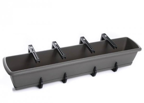 Balkonkasten Geländerkasten Blumentopf Respana Set 600 braun + Plastikhalterungen