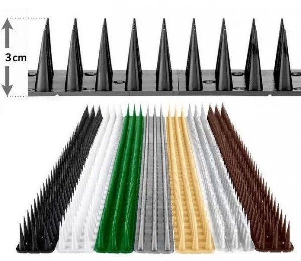 48x Vogelabwehr Spikes Kunststoff 3cm Tierabwehr Taubenspikes Vogelschutz 50cm - Schwarz
