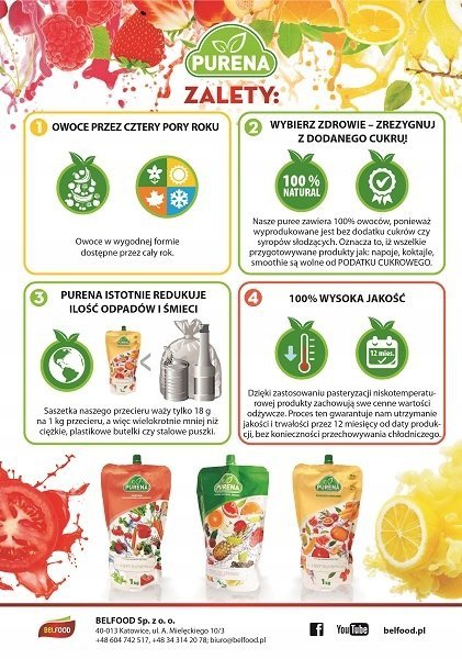 Pulpa puree przecier 100%  bez cukru z brzoskwini  1kg