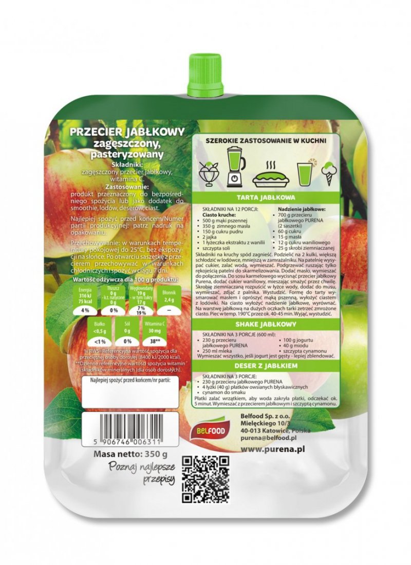 Przecier mus owocowy 100%  z jabłek  350g x 10sztuk