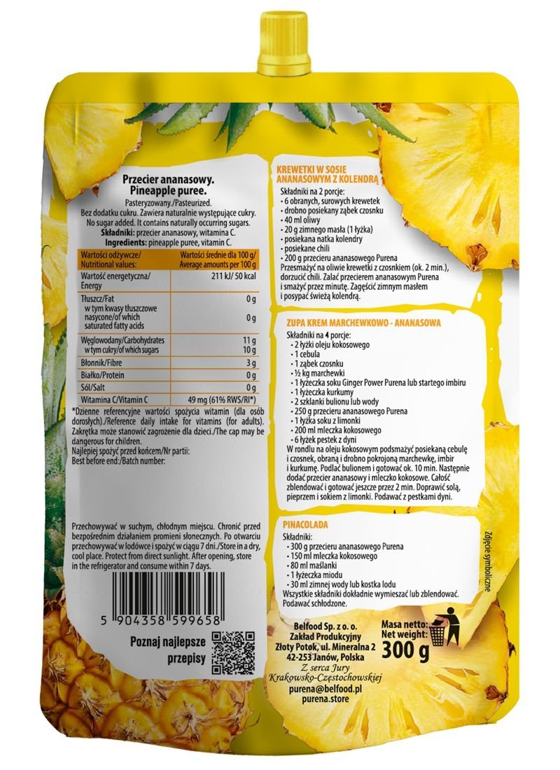 Przecier mus owocowy 100% bez cukru z ananasa 300g x 10sztuk