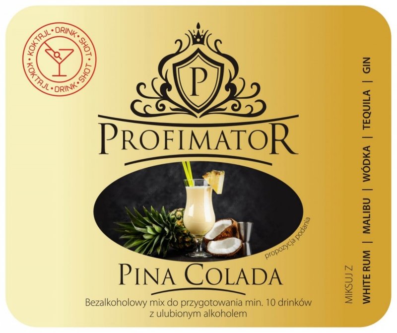 Bezalkoholowy koncentrat do przygotowywania napojów alkoholowych PINACOLADA box 9x300 ml