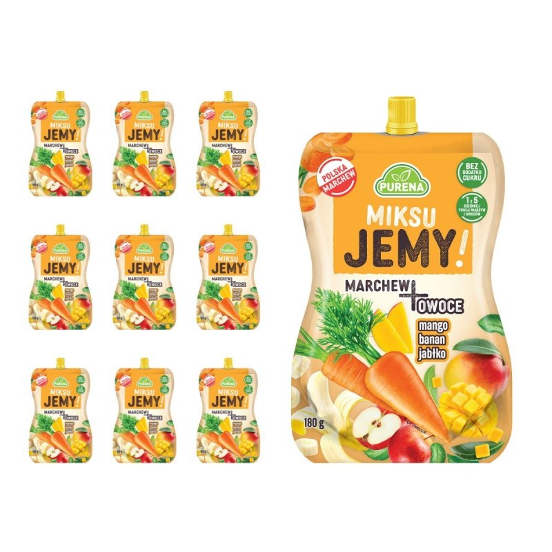 MiksuJEMY przekąska MARCHEW + mango-banan-jabłko 180g x 10sztuk