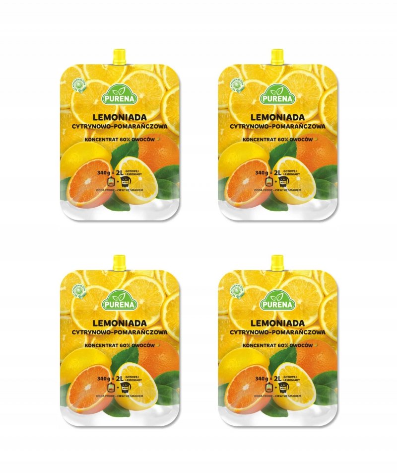Lemoniada cytrynowo - pomarańczowa koncentrat 340g x 4 sztuki