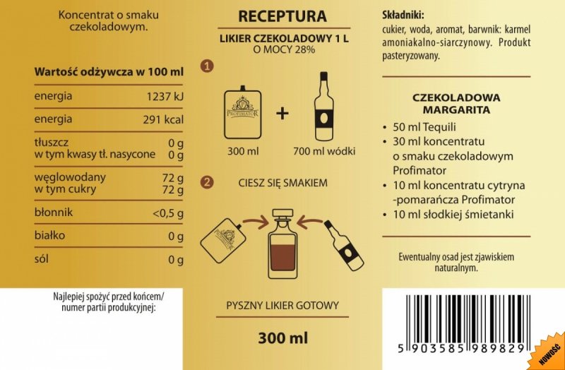 Bezalkoholowy koncentrat do przygotowywania napojów alkoholowych CZEKOLADA 300ml