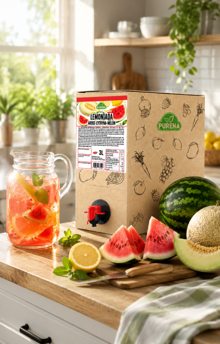 Lemoniada arbuz-cytryna-melon z kranikiem 3 L