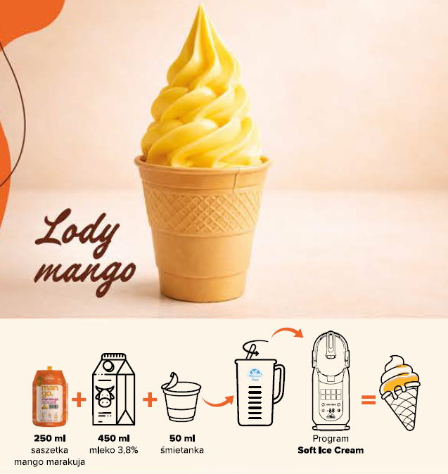 Mango - marakuja baza do lodów milkszejków 250 ml na 10 porcji
