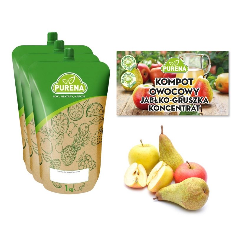 Kompot jabłko-gruszka koncentrat 3x1kg na 18l 