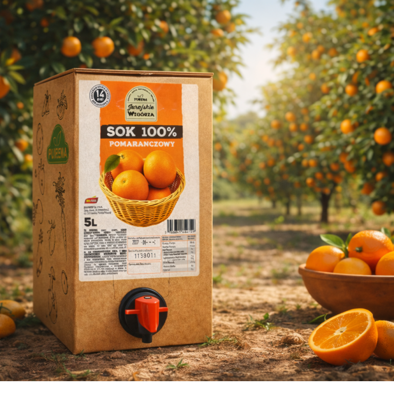 Sok pomarańczowy 100% z soku zagęszczonego bez dodatku cukru 5 L