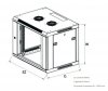 Extralink Szafka wisząca rack 9U 600x450 czarna szklane drzwi