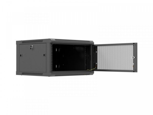 Lanberg Szafa instalacyjna rack wisząca 19 cali 6U 600x600 czarna drzwi perforowane (flat pack)