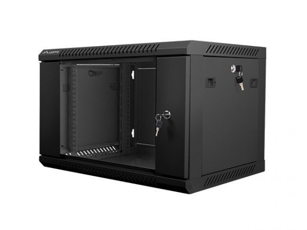 Lanberg Szafa instalacyjna wisząca 19&#039;&#039; 6U 600X450mm czarna (drzwi       szklane)
