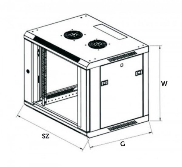 Extralink Szafka wisząca rack 6U 600x600 czarna szklane drzwi