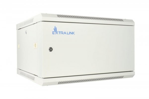Extralink Szafka wisząca rack 6U 600x450 szara z metalowymi drzwiami