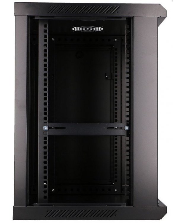 Extralink Szafka wisząca rack 12U 600x450 czarna szklane drzwi