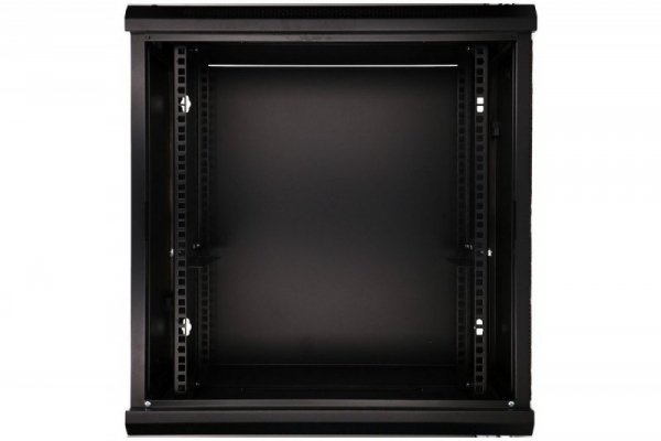 Extralink Szafka wisząca rack 12U 600x600 czarna szklane drzwi