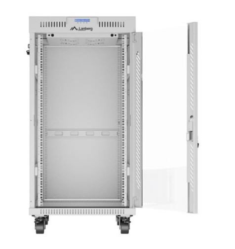 Lanberg Szafa stojąca rack 19&#039;&#039; 22U 600x800 szara drzwi szklane LCD flack pack