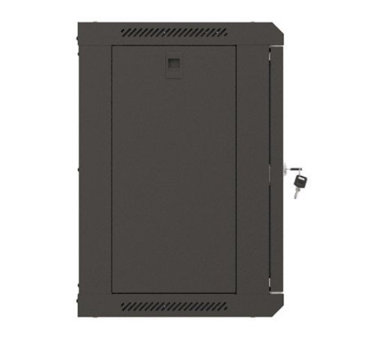 Lanberg Szafa instalacyjna rack wisząca 19" 540x350 czarna drzwi przeszklone ( flat pack)