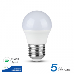Żarówka LED V-TAC SAMSUNG CHIP 4.5W E27 Kulka G45 VT-245 6400K 470lm 5 Lat Gwarancji