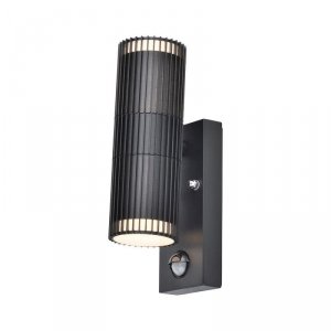 Kinkiet ogrodowy V-TAC GU10 czujnik aluminium góra dół IP44 czarny VT-10175PIR 3 lata gwarancji