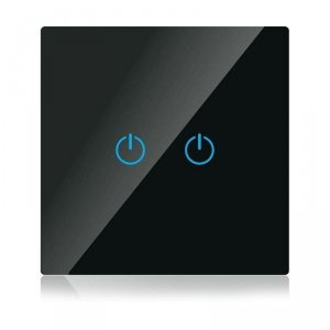 Włącznik Dotykowy Szklany WiFi V-TAC Podwójny Czarny Kompatybilność Amazon Alexa, Google Home, Nest VT-5004