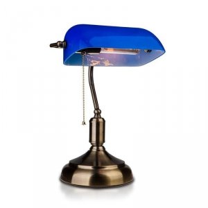 Lampa Bankierska V-TAC E27 Stare Zloto Niebieski Klosz VT-7151-B