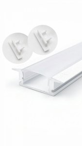 Profil LP-B wpuszczany biały 2m kpl. klosz zaślepki 